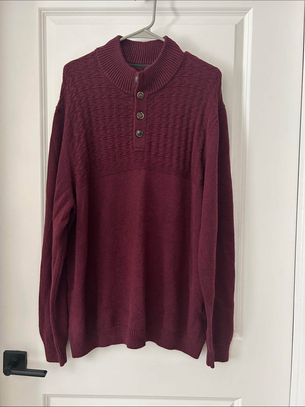 Tommy Bahama Men's Wine Button Up Mock Neck Sweater